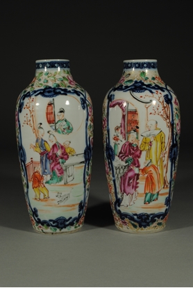 Picture of Pair Qianlong Famille Rose Ovid Form Vases